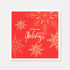 Servilleta De Papel Felices vacaciones Navidades copos de nieve dorado