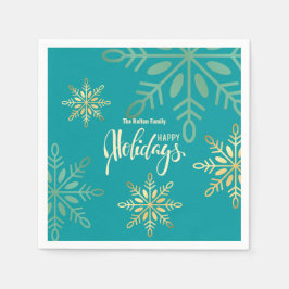 Servilleta De Papel Felices vacaciones Navidades oro copos de nieve ve