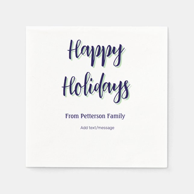 Servilleta De Papel Felices vacaciones Navidades verdes azules y moder (Anverso)