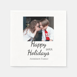 Servilleta De Papel Felices vacaciones niños foto de familia regalos m