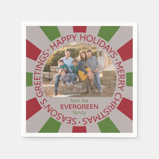 Servilleta De Papel Felices vacaciones personalizado foto y toallas de (Anverso)