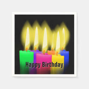 Servilleta De Papel Felices Velas De Cumpleaños En Negro