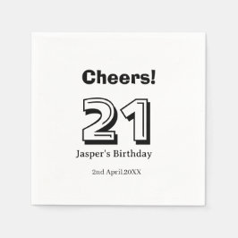Servilleta De Papel Felicidades 21 cumpleaños nombre en letra negrita