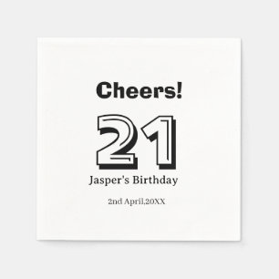 Servilleta De Papel Felicidades 21 cumpleaños nombre en letra negrita