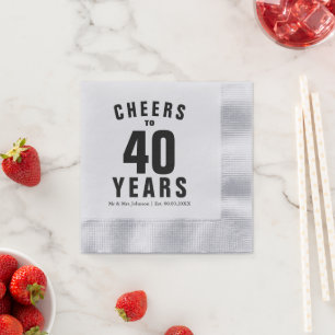 Servilleta De Papel Felicidades 40 aniversario de bodas plata acuñada