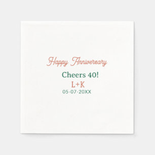 Servilleta De Papel Felicidades 40 feliz aniversario naranja verde nom