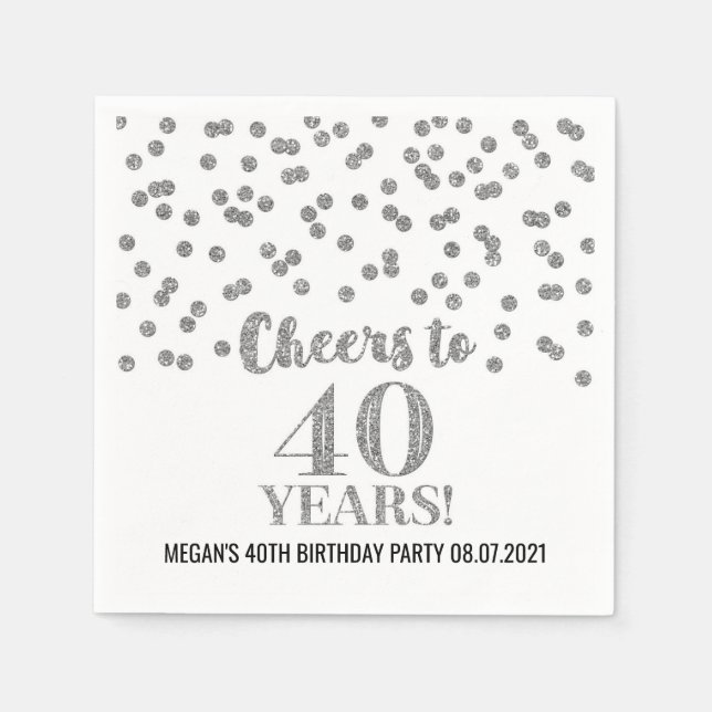 Servilleta De Papel Felicidades a los 40 años por el cumpleaños de Sil (Anverso)