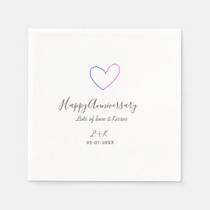 Servilleta De Papel Felicidades aniversario corazón rosa azul nombre f