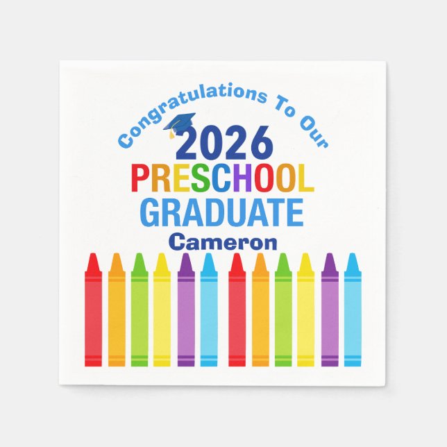 Servilleta De Papel Felicidades Graduado de Preescolar Fiesta Personal (Anverso)