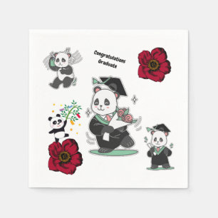 Servilleta De Papel Felicidades Graduado Panda Lindo Papel de Graduaci