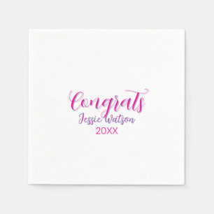 Servilleta De Papel Felicidades graduado rosa púrpura nombre año 20XX 
