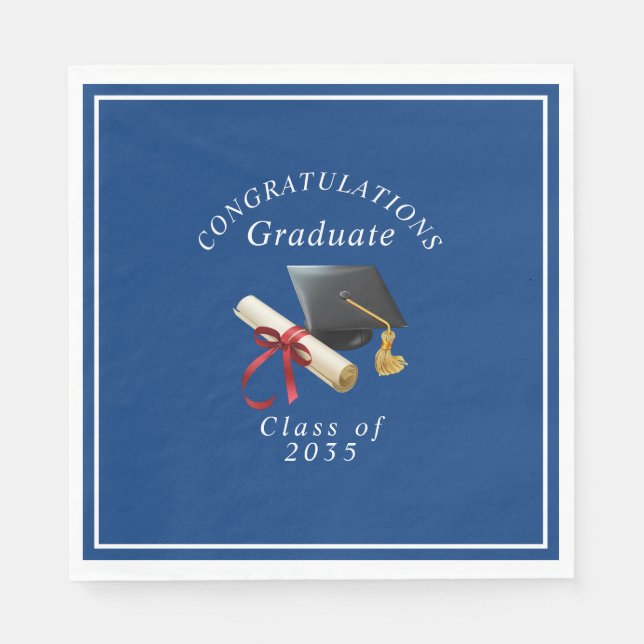 Servilleta De Papel Felicidades Graduado Tablón de Mortero Diploma (Anverso)