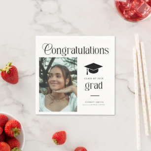 Servilleta De Papel Felicidades Modernas de Graduación Foto de Graduac