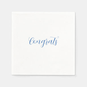 Servilleta De Papel felicidades nombre azul elegante fecha de graduaci