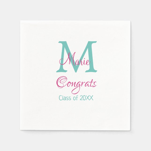 Servilleta De Papel Felicidades por el nombre del graduado monograma a (Anverso)