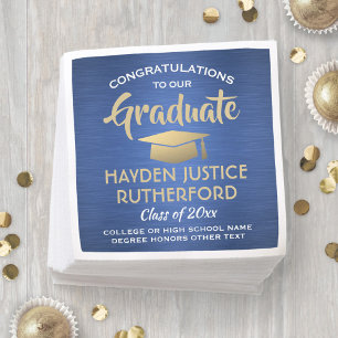 Servilleta De Papel Felicidades por la graduación Brushed Modern Azul 