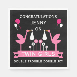 Servilleta De Papel Felicitaciones a los Chicas gemelos Stalk Delivery