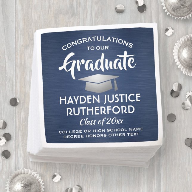 Servilleta De Papel Felicitaciones a los graduados Cepillados de plata (Subido por el creador)