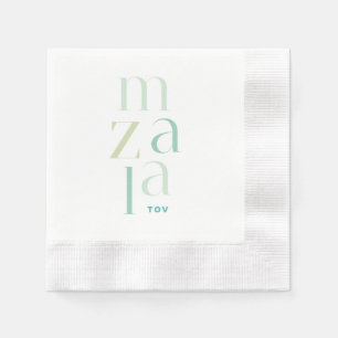 Servilleta De Papel Felicitaciones a Mazel Tov Green Hebrew