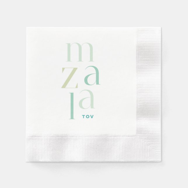 Servilleta De Papel Felicitaciones a Mazel Tov Green Hebrew (Anverso)