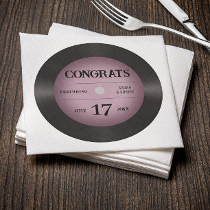 Servilleta De Papel Felicitaciones al Boda del registro de vinilo rosa