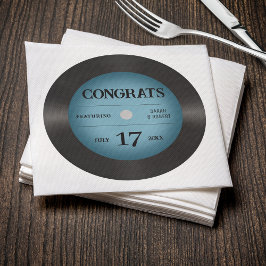 Servilleta De Papel Felicitaciones al Boda del Rétro Blue Vinyl Record