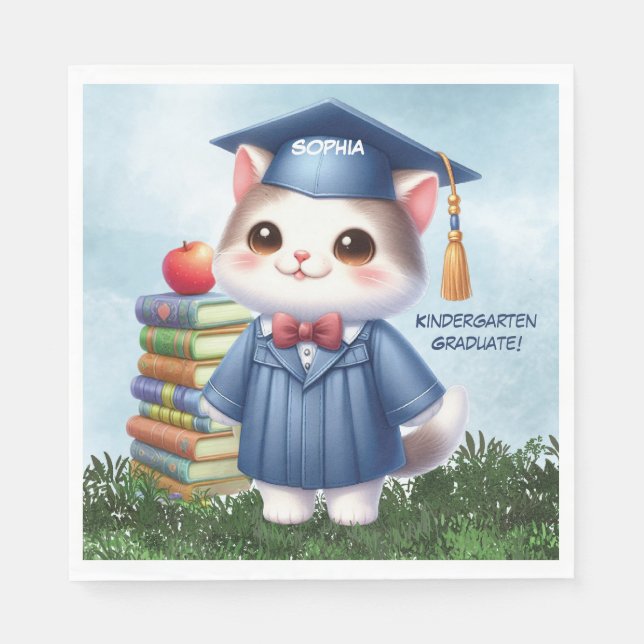 Servilleta De Papel Felicitaciones al gato Chica de graduación de kind (Anverso)