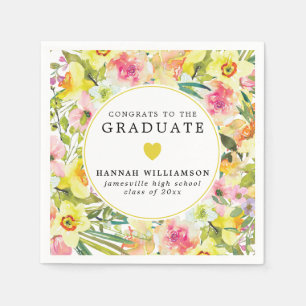 Servilleta De Papel Felicitaciones al Grad Yellow Daffodil Heart