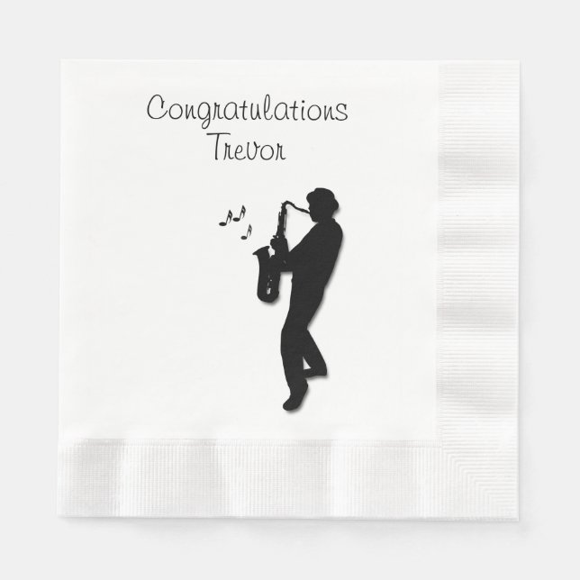 Servilleta De Papel Felicitaciones al jugador saxofón Personalizado (Anverso)