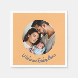 Servilleta De Papel Felicitaciones bebé niña melocotón personalizado d