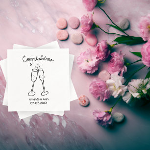 Servilleta De Papel Felicitaciones Boda Champagne Sketch PERSONALIZADO