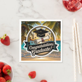 Servilleta De Papel Felicitaciones de graduación en playa tropical 