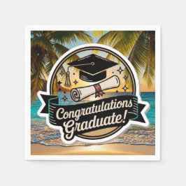 Servilleta De Papel Felicitaciones de graduación en playa tropical 