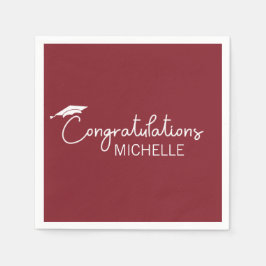 Servilleta De Papel Felicitaciones de Graduación Rojo Blanco Escritura