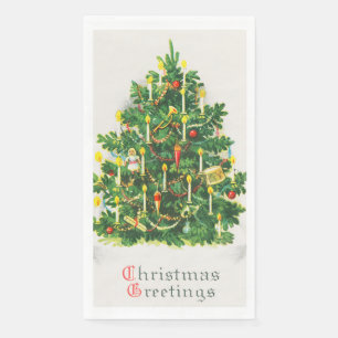 Servilleta De Papel Felicitaciones de Navidad, tarjeta vintage, árbol