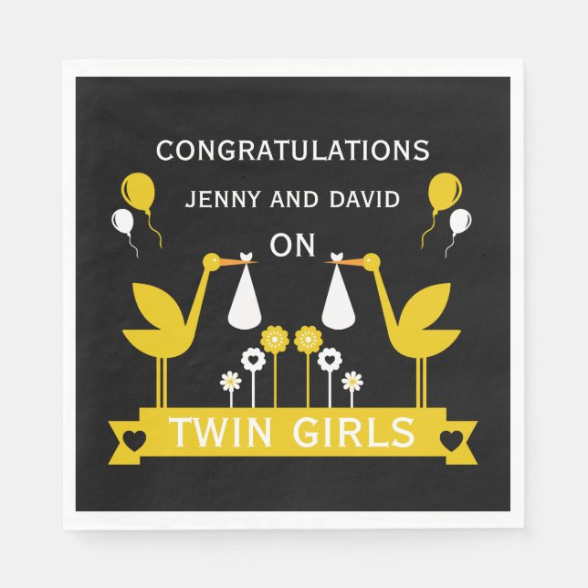 Servilleta De Papel Felicitaciones Entrega de Gemelos Stalk (Anverso)