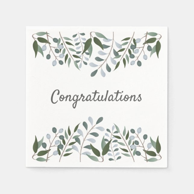 Servilleta De Papel Felicitaciones Eucalyptus Greenery Floral (Anverso)
