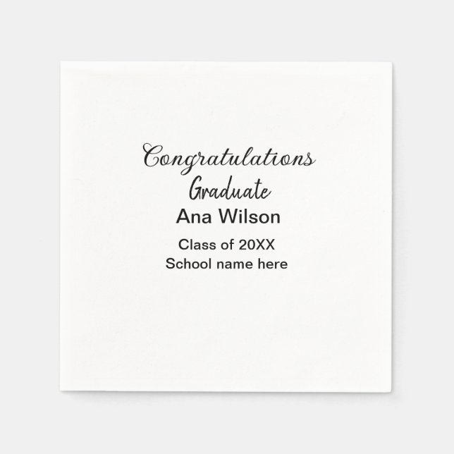 Servilleta De Papel felicitaciones grado añadir nombre clase año escol (Anverso)