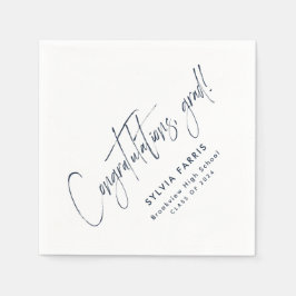 Servilleta De Papel Felicitaciones grado simple graduación azul marino