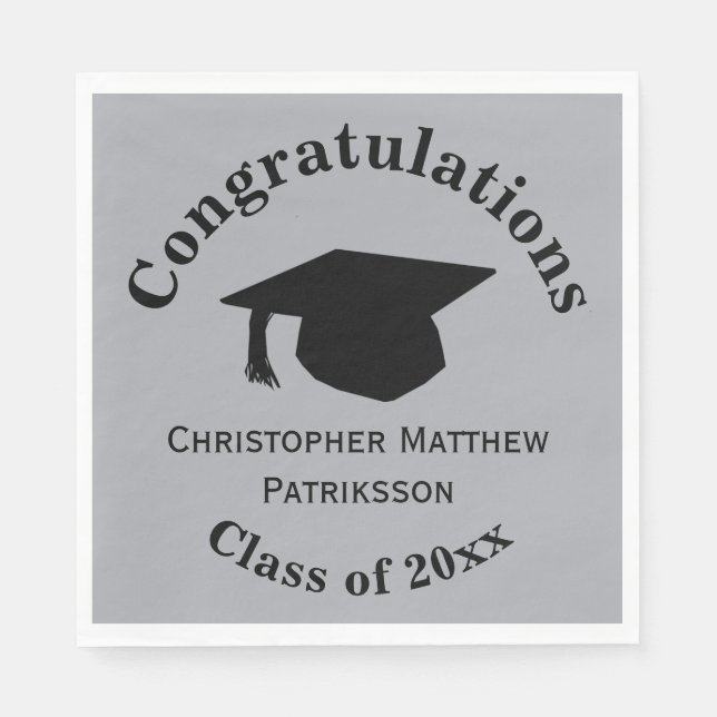Servilleta De Papel Felicitaciones, Graduación de clase 20xx, Plata (Anverso)