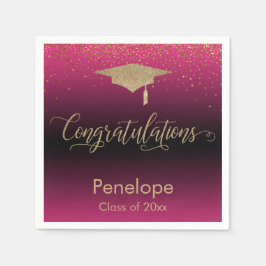 Servilleta De Papel Felicitaciones Graduación de Confetti dorado Rosa