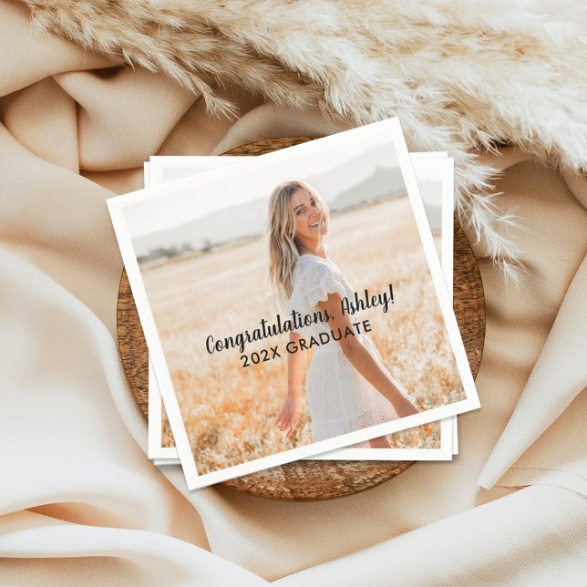 Servilleta De Papel Felicitaciones Graduación de Foto Graduada 2025 (Subido por el creador)