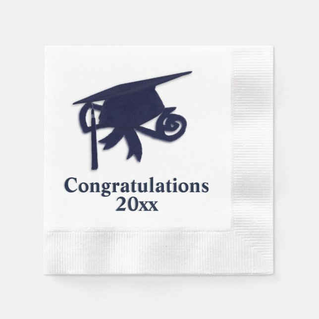 Servilleta De Papel Felicitaciones Graduación de la capa azul (Anverso)