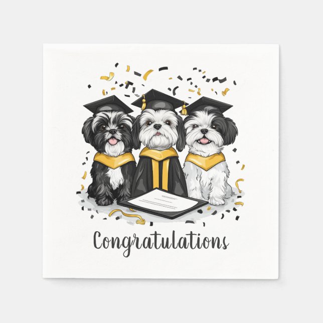Servilleta De Papel Felicitaciones Graduación Shih Tzu Perros (Anverso)