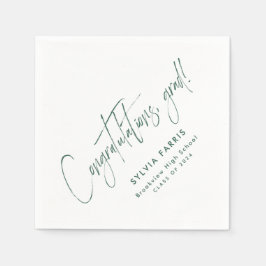 Servilleta De Papel Felicitaciones graduación verde simple