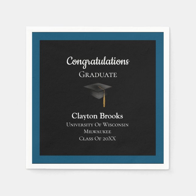 Servilleta De Papel Felicitaciones Graduadas Con Cap (Anverso)