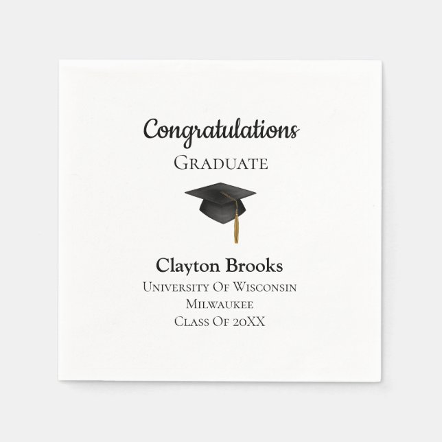Servilleta De Papel Felicitaciones Graduadas Con Napkins De Gorro (Anverso)