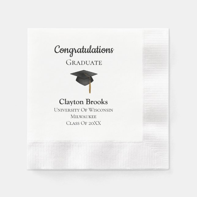 Servilleta De Papel Felicitaciones Graduadas Con Napkins De Gorro (Anverso)