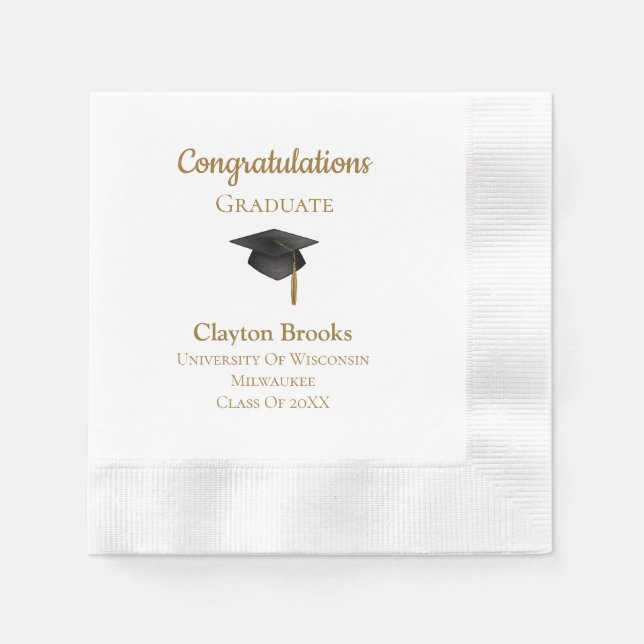 Servilleta De Papel Felicitaciones Graduadas Con Napkins De Gorro (Anverso)