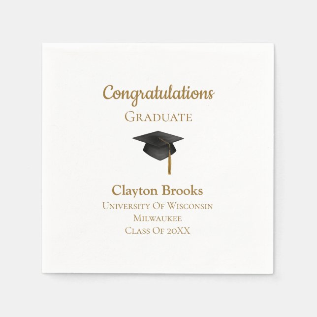 Servilleta De Papel Felicitaciones Graduadas Con Napkins De Gorro (Anverso)
